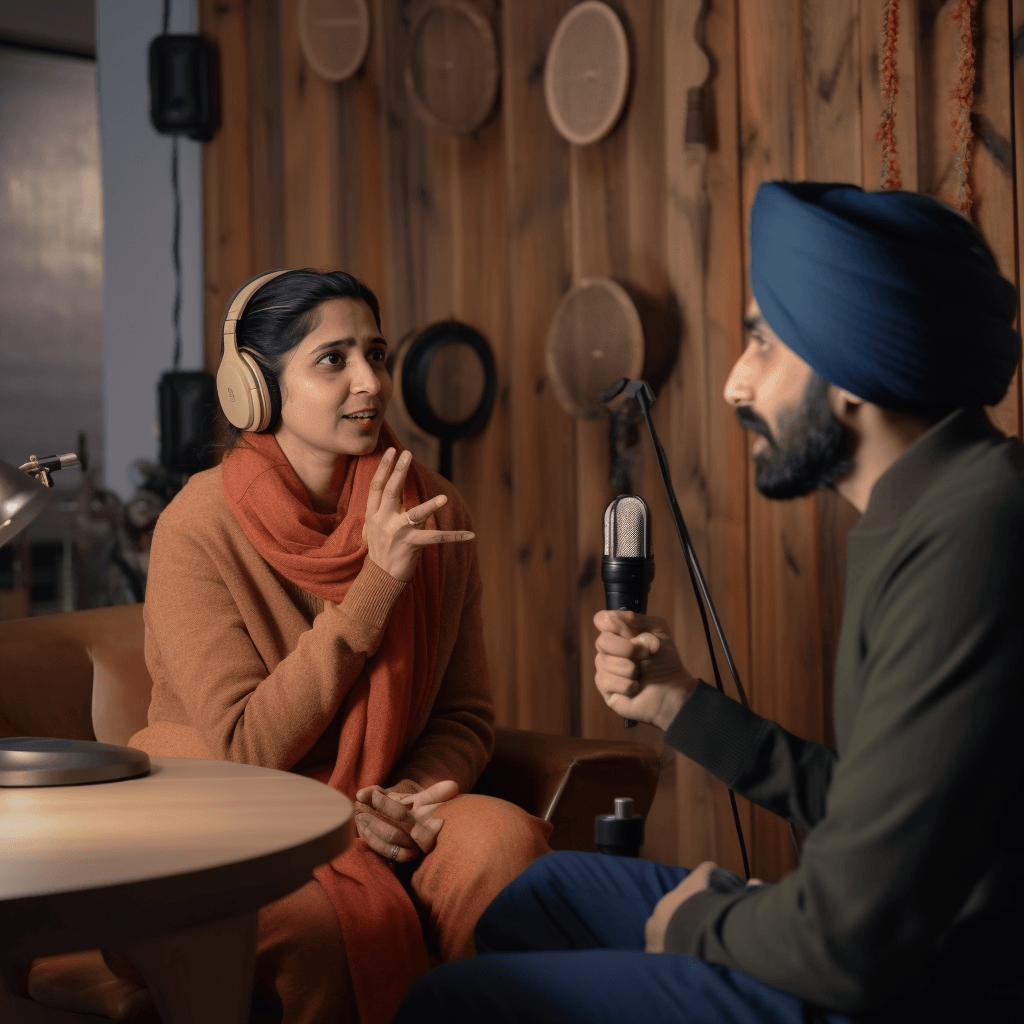 Woman on brown leather couch holding a tablet device.